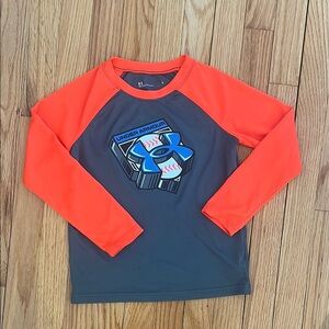 Under Armour Kids Shirt - Orange and Gray baseball theme